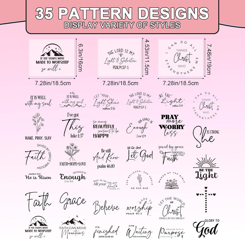 Shejdgart Dtf Transfers Ready to Press - 35 Pcs Bible Verse Christian Inspirational Iron on Patches for T-Shirts, Religious Iron on Stickers Heat Transfer Vinyl Decals for DIY Fabric Clothes Decor - Image 2